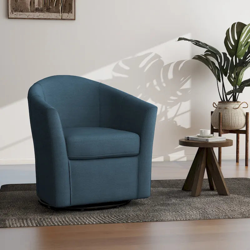 Silla decorativa giratoria con base de metal - 30.7W x 29.9H x 27.5D