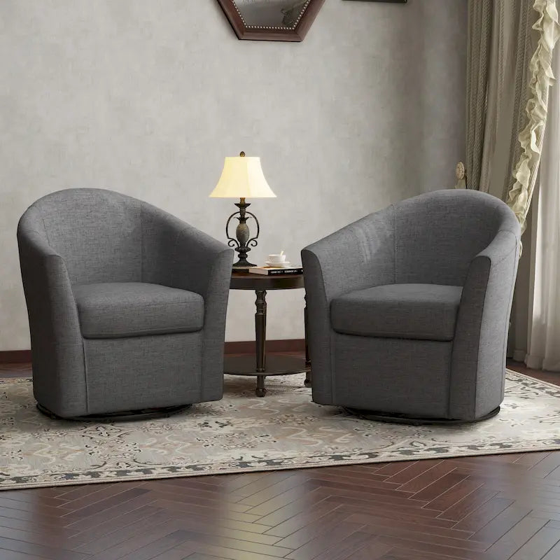 Silla decorativa giratoria con base de metal - 30.7W x 29.9H x 27.5D