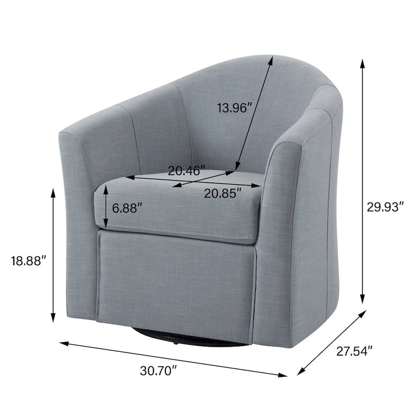 Swivel Accent Chair with Metal Base - 30.7W x 29.9H x 27.5D