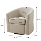 Swivel Accent Chair with Metal Base - 30.7W x 29.9H x 27.5D