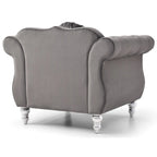 Yuvarlak dekoratif yastıklı Hollywood Chesterfield düğme kapitone kadife vurgulu sandalye - 39L x 35W x 34H