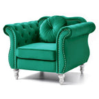 Yuvarlak dekoratif yastıklı Hollywood Chesterfield düğme kapitone kadife vurgulu sandalye - 39L x 35W x 34H