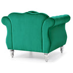 Yuvarlak dekoratif yastıklı Hollywood Chesterfield düğme kapitone kadife vurgulu sandalye - 39L x 35W x 34H