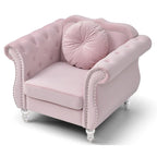 Yuvarlak dekoratif yastıklı Hollywood Chesterfield düğme kapitone kadife vurgulu sandalye - 39L x 35W x 34H