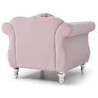 Yuvarlak dekoratif yastıklı Hollywood Chesterfield düğme kapitone kadife vurgulu sandalye - 39L x 35W x 34H