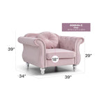 Yuvarlak dekoratif yastıklı Hollywood Chesterfield düğme kapitone kadife vurgulu sandalye - 39L x 35W x 34H