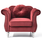Yuvarlak dekoratif yastıklı Hollywood Chesterfield düğme kapitone kadife vurgulu sandalye - 39L x 35W x 34H