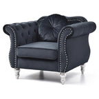 Yuvarlak dekoratif yastıklı Hollywood Chesterfield düğme kapitone kadife vurgulu sandalye - 39L x 35W x 34H