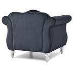 Yuvarlak dekoratif yastıklı Hollywood Chesterfield düğme kapitone kadife vurgulu sandalye - 39L x 35W x 34H