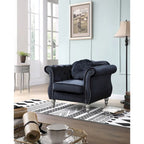 Yuvarlak dekoratif yastıklı Hollywood Chesterfield düğme kapitone kadife vurgulu sandalye - 39L x 35W x 34H