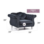 Yuvarlak dekoratif yastıklı Hollywood Chesterfield düğme kapitone kadife vurgulu sandalye - 39L x 35W x 34H