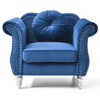 Yuvarlak dekoratif yastıklı Hollywood Chesterfield düğme kapitone kadife vurgulu sandalye - 39L x 35W x 34H