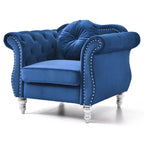 Yuvarlak dekoratif yastıklı Hollywood Chesterfield düğme kapitone kadife vurgulu sandalye - 39L x 35W x 34H