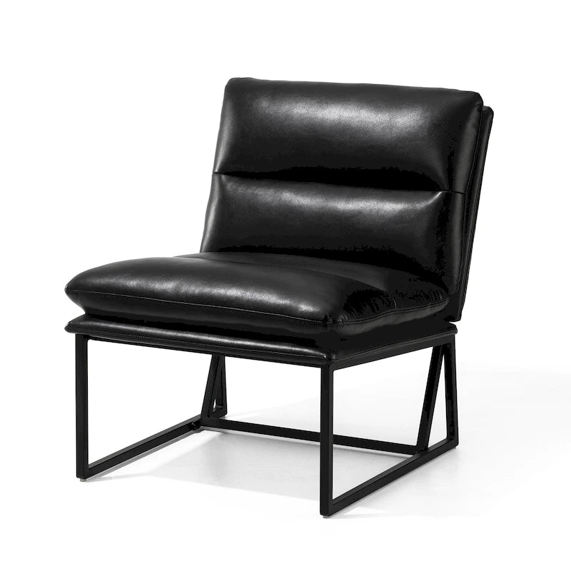 Fauteuil d’appoint moderne sans accoudoirs Glitzhome, de 30.25 H, en cuir PU souple