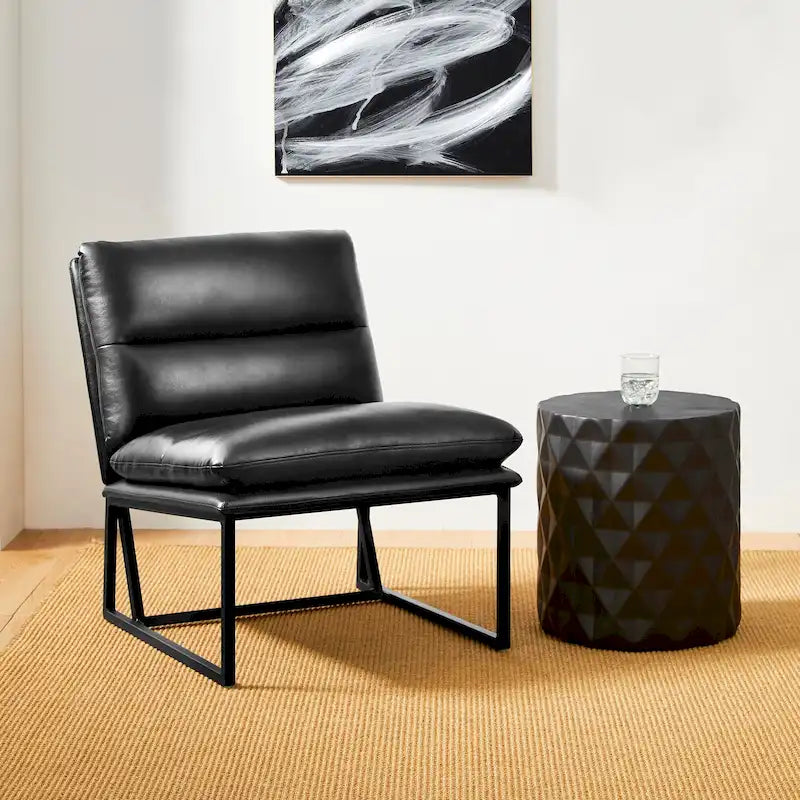 Glitzhome 30.25H Modern Soft PU Leather Armless Accent Chair