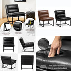 Glitzhome 30.25H Modern Soft PU Leather Armless Accent Chair