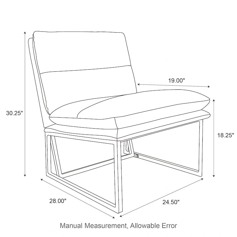Glitzhome 30.25H Modern Soft PU Leather Armless Accent Chair