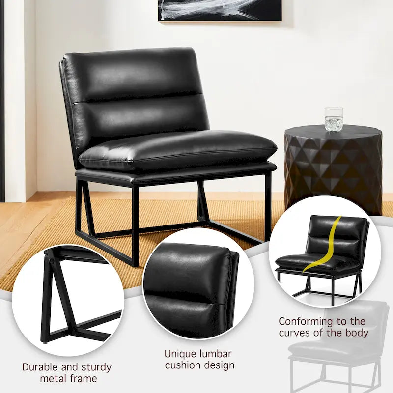 Glitzhome 30.25H Modern Soft PU Leather Armless Accent Chair
