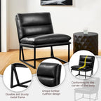 Glitzhome 30.25H Modern Soft PU Leather Armless Accent Chair