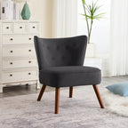 Geknöpfter Samt-Akzentsessel mit Bezug, Beistellsessel fürs Wohnzimmer – 27.6 W x 28 D x 31.3 H