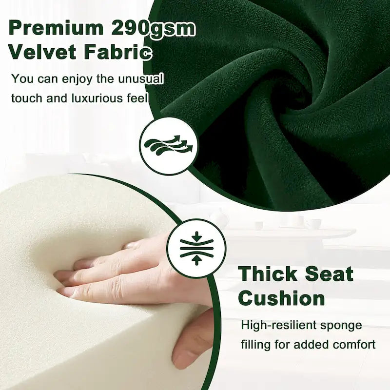 Geknöpfter Samt-Akzentsessel mit Bezug, Beistellsessel fürs Wohnzimmer – 27.6 W x 28 D x 31.3 H
