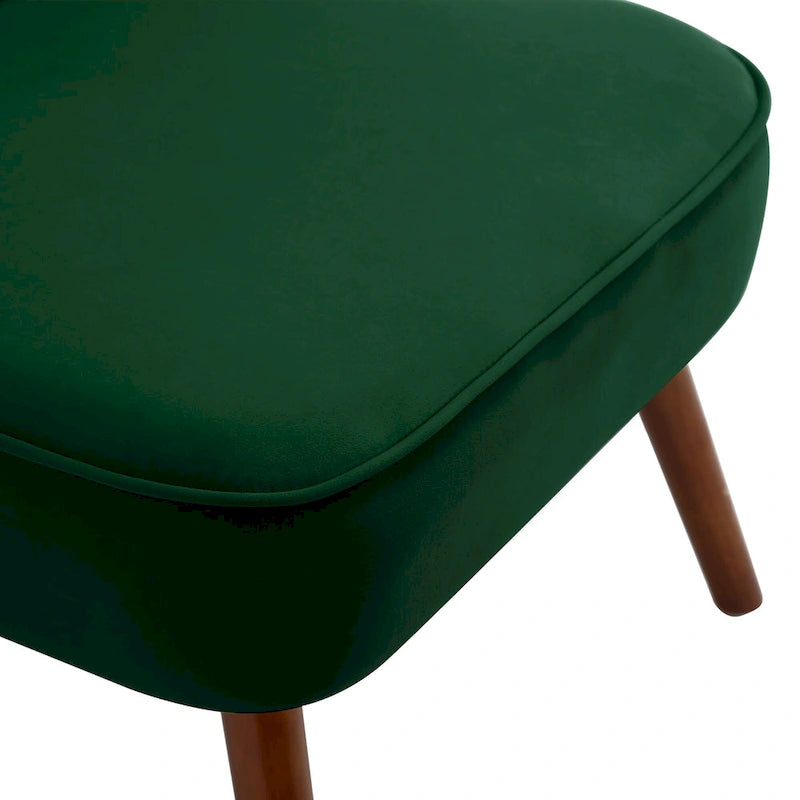 Geknöpfter Samt-Akzentsessel mit Bezug, Beistellsessel fürs Wohnzimmer – 27.6 W x 28 D x 31.3 H