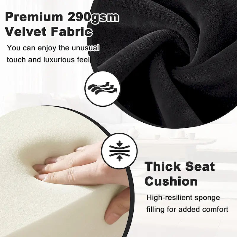 Geknöpfter Samt-Akzentsessel mit Bezug, Beistellsessel fürs Wohnzimmer – 27.6 W x 28 D x 31.3 H
