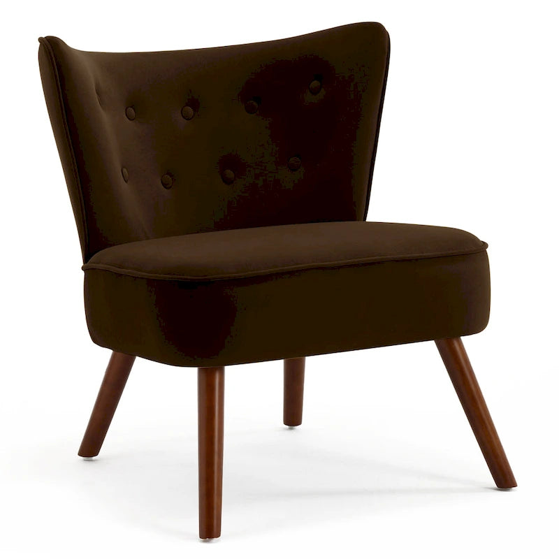 Geknöpfter Samt-Akzentsessel mit Bezug, Beistellsessel fürs Wohnzimmer – 27.6 W x 28 D x 31.3 H