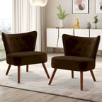 Geknöpfter Samt-Akzentsessel mit Bezug, Beistellsessel fürs Wohnzimmer – 27.6 W x 28 D x 31.3 H