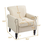 Olohuoneen nojatuoli, naulakoristeet – 29.9W x 29.9H x 32.9D