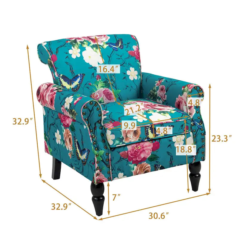 Olohuoneen nojatuoli, naulakoristeet – 29.9W x 29.9H x 32.9D