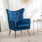 Sillón decorativo de terciopelo con respaldo de alas y capitoné de botones Sovarol de Roundhill Furniture