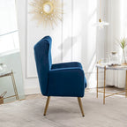 Sillón decorativo de terciopelo con respaldo de alas y capitoné de botones Sovarol de Roundhill Furniture