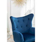 Sillón decorativo de terciopelo con respaldo de alas y capitoné de botones Sovarol de Roundhill Furniture