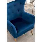 Sillón decorativo de terciopelo con respaldo de alas y capitoné de botones Sovarol de Roundhill Furniture
