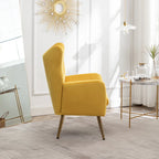 Sillón decorativo de terciopelo con respaldo de alas y capitoné de botones Sovarol de Roundhill Furniture