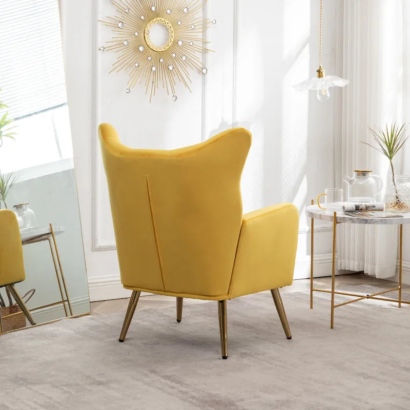 Sillón decorativo de terciopelo con respaldo de alas y capitoné de botones Sovarol de Roundhill Furniture