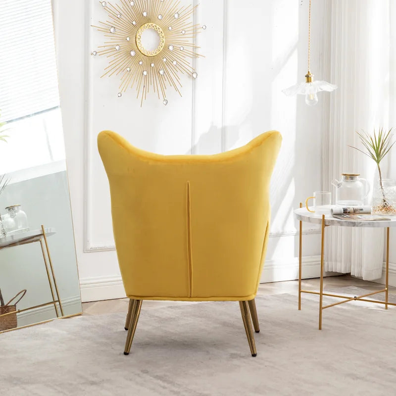 Sillón decorativo de terciopelo con respaldo de alas y capitoné de botones Sovarol de Roundhill Furniture