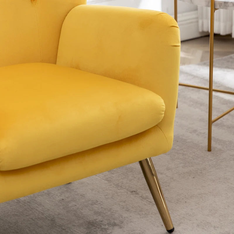 Sillón decorativo de terciopelo con respaldo de alas y capitoné de botones Sovarol de Roundhill Furniture