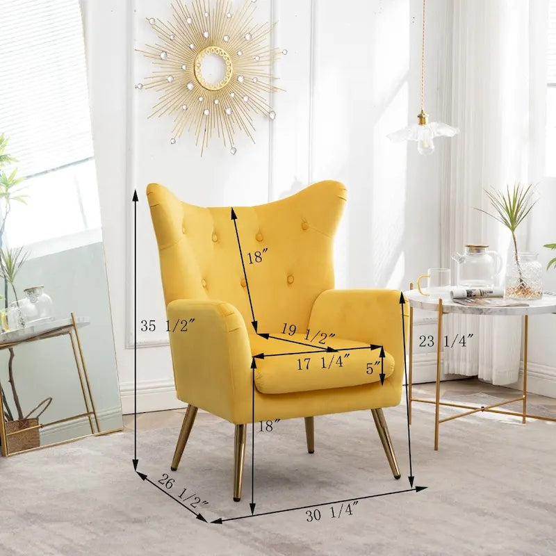 Sillón decorativo de terciopelo con respaldo de alas y capitoné de botones Sovarol de Roundhill Furniture