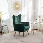 Sillón decorativo de terciopelo con respaldo de alas y capitoné de botones Sovarol de Roundhill Furniture