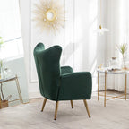 Sillón decorativo de terciopelo con respaldo de alas y capitoné de botones Sovarol de Roundhill Furniture
