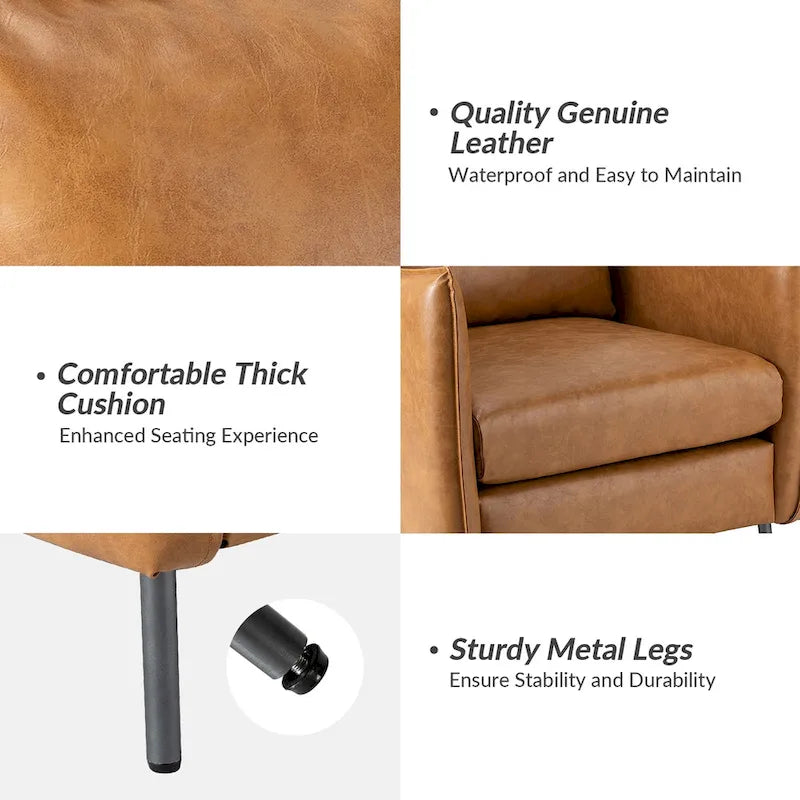 Poltrona d’accento Jaime moderna in pelle vegana con cuscino rimovibile di HULALA HOME