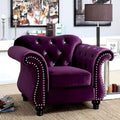 Furniture of America imzalı Tese geleneksel kumaş keçe düğme kapitonesi berjer