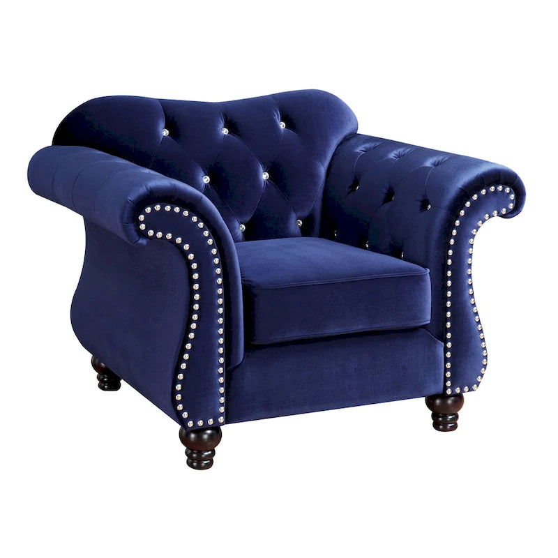 Furniture of America imzalı Tese geleneksel kumaş keçe düğme kapitonesi berjer