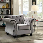 Furniture of America imzalı Tese geleneksel kumaş keçe düğme kapitonesi berjer