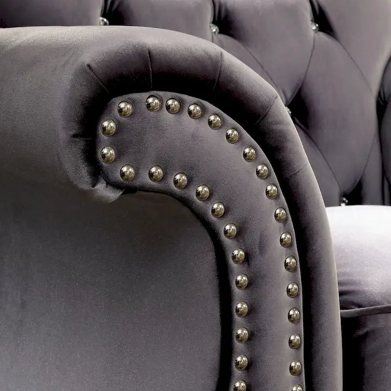 Furniture of America imzalı Tese geleneksel kumaş keçe düğme kapitonesi berjer