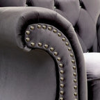Furniture of America imzalı Tese geleneksel kumaş keçe düğme kapitonesi berjer
