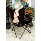 White, Gray, Brown, Light Brown or Brown Beige Leather Handmade Butterfly Chair with Black Stand
