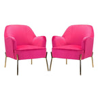 Marina Modern Velvet Accent Chair with Golden Legs Set of 2 by HULALA HOME